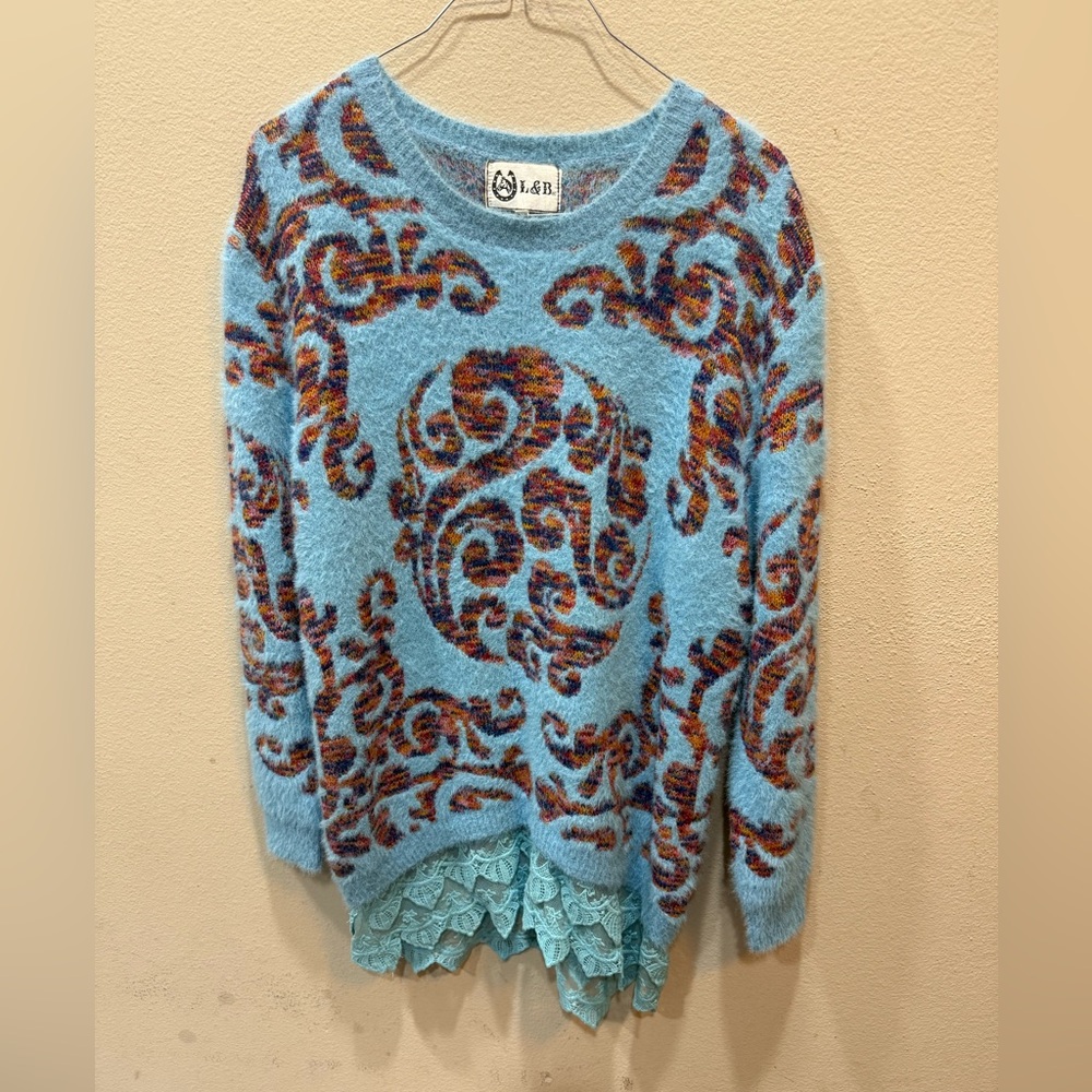 Vintage L&B Womens Crazy Patterns Women’s Sweater Size XL